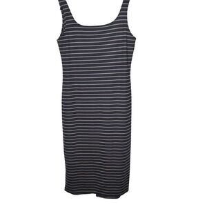 Popular Basics Striped Tank Dress Bodycon Casual‎ Sleeveless Navy Beige SKU253